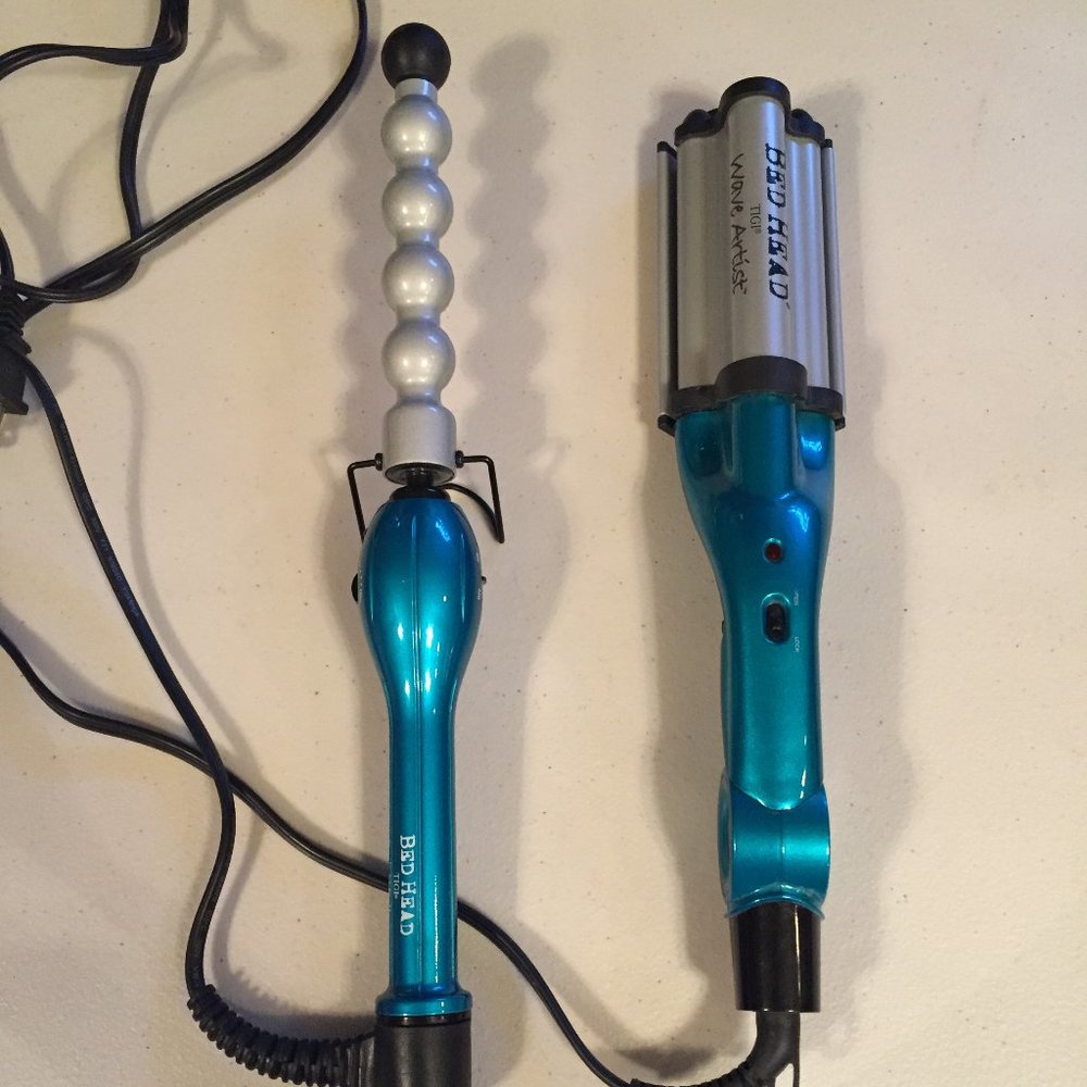 TIGI Bed Head Teal Blue Two-Piece Curling Wand and Triple Barrel Waver